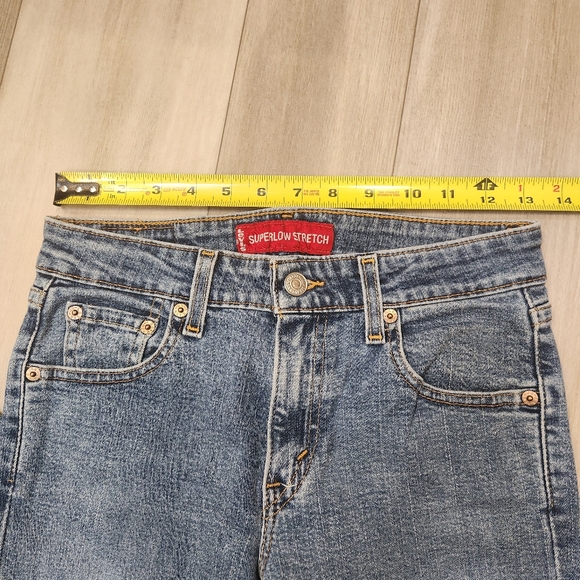 Levi's jeans women's W26 blue 518 Superlow Stretch boot cut flared wide leg boho - Picture 14 of 14